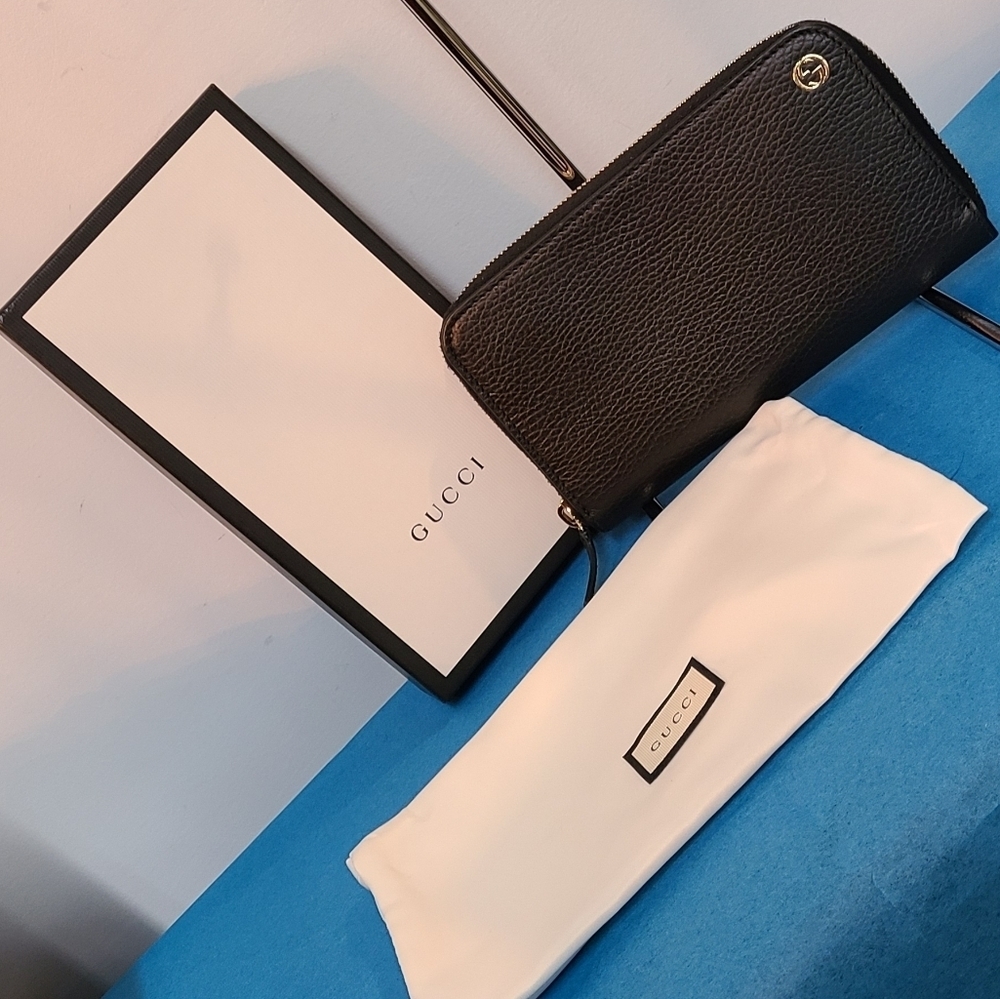 Gucci Betty Black Leather Long Wallet